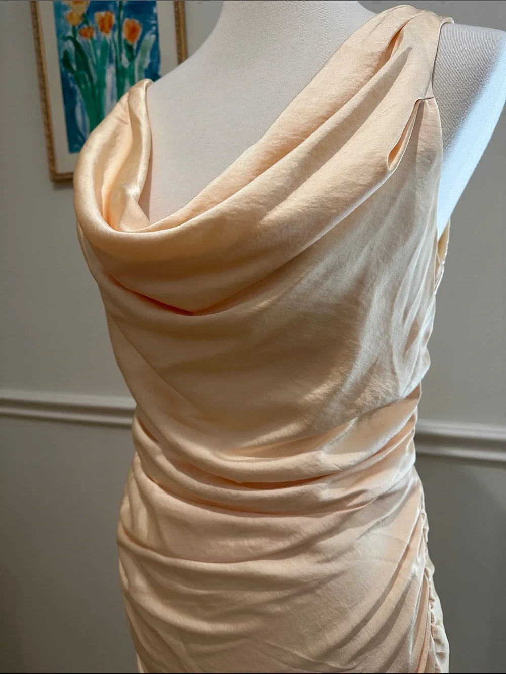 Abercrombie & Fitch Satin Cowl Neck Maxi Dress